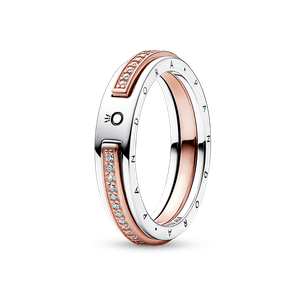 Anillo Logo y Pavé en Dos Tonos Pandora Signature