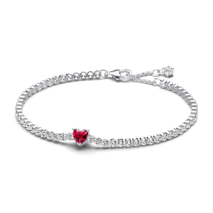 Brazalete de Tenis Corazón Brillante Rojo