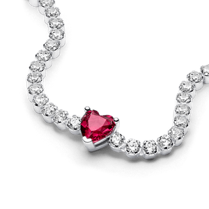 Brazalete de Tenis Corazón Brillante Rojo