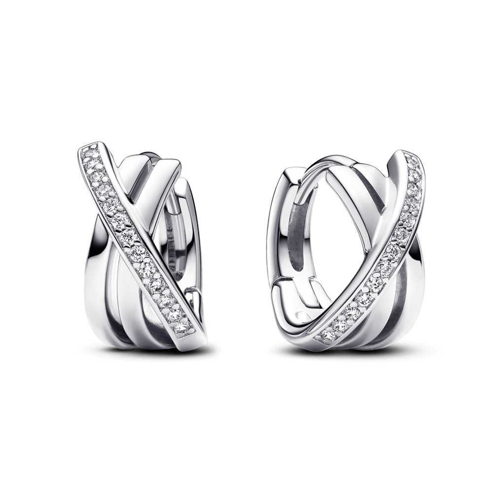 Aretes de Aro Pavé Cruzado Plata