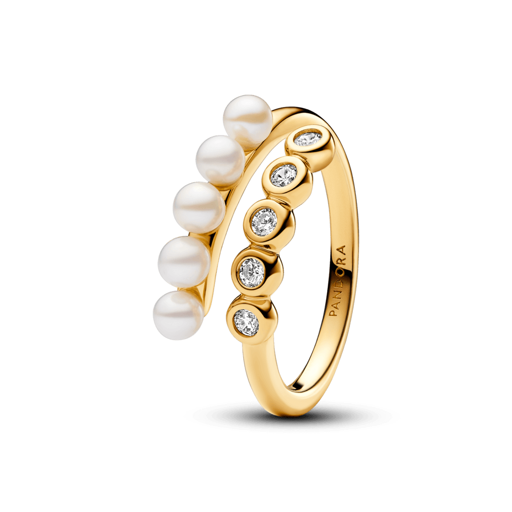Anillo Abierto Perlas Cultivadas de Agua Dulce Tratadas y Gemas
