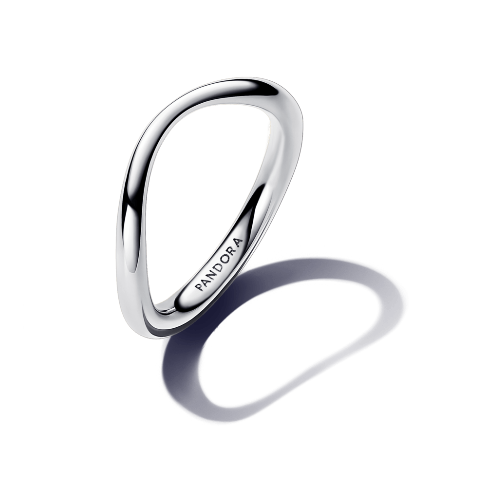 Anillo Banda Forma Orgánica Plata