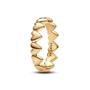 Anillo Fila de Corazones Dorado