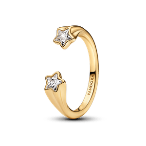 Anillo Abierto Estrellas Fugaces Dorado
