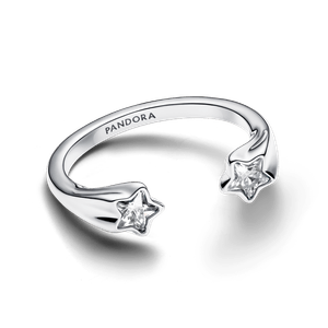 Anillo Abierto Estrellas Fugaces Plata