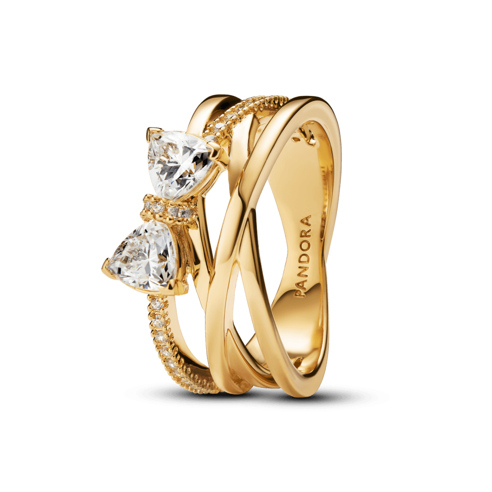 Anillo Banda Cruzada Lazo Brillante