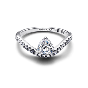 Anillo Corazón Ondulado en Pavé