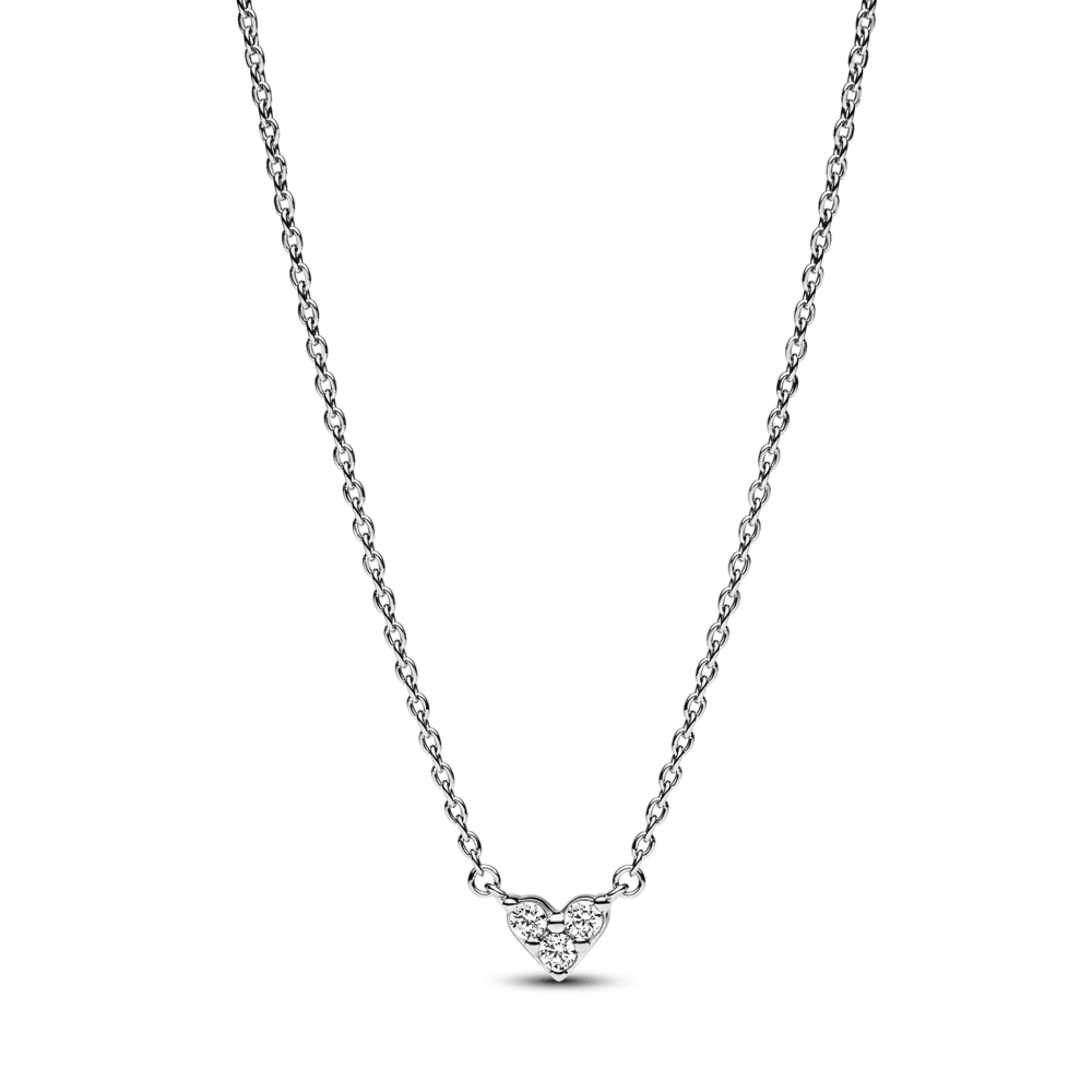 Collar Corazón triple Gema Plateado