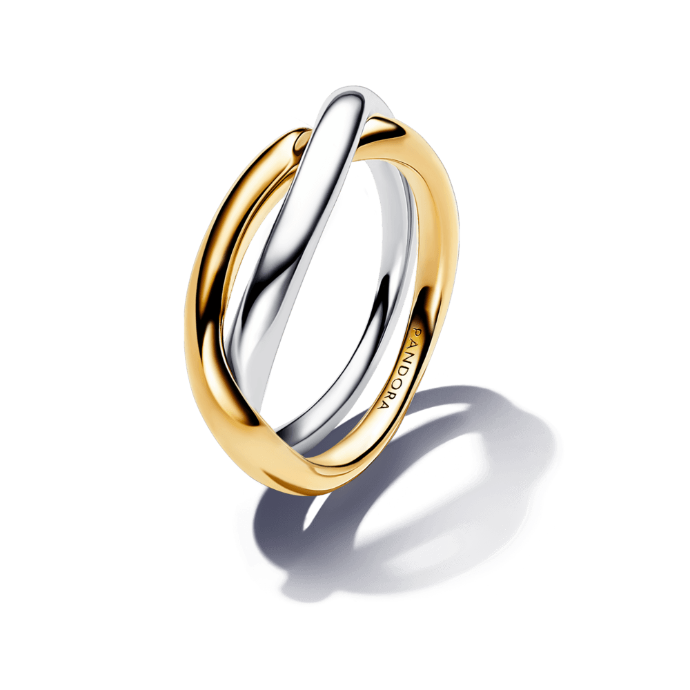 Anillo Bandas Entrelazadas en Dos Tonos