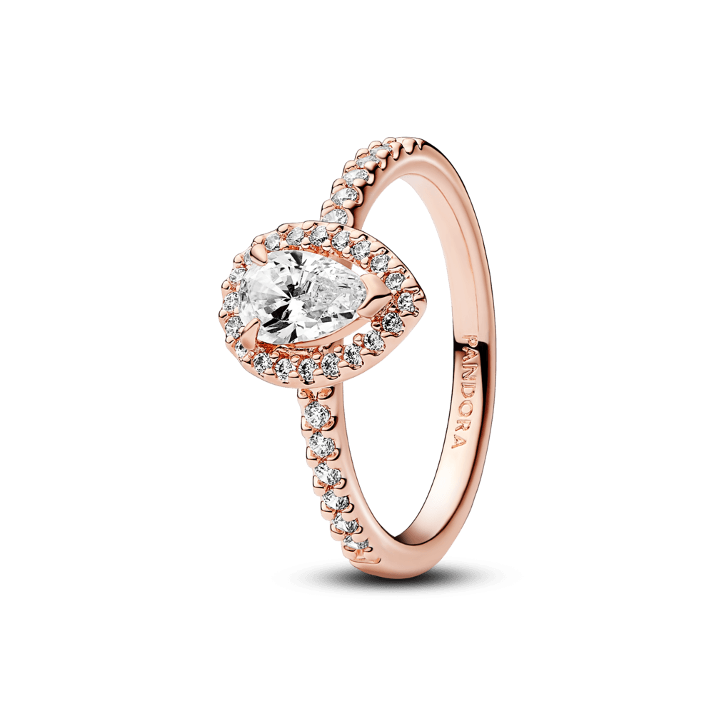 Anillo Halo Brillante Corte Pera