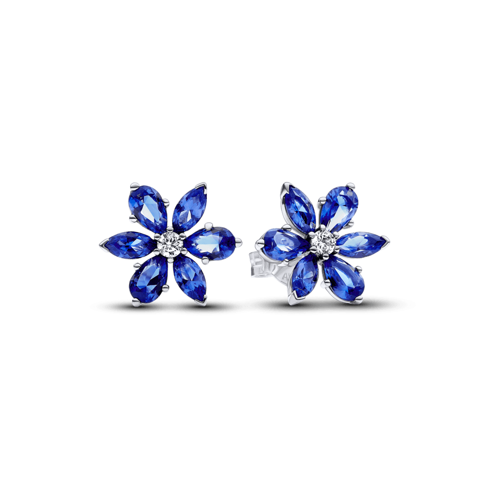 Aretes de Botón Herbario Azul Brillante