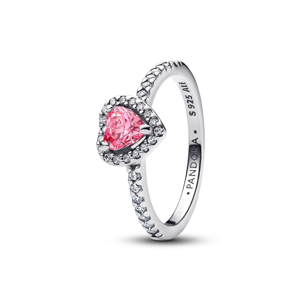 Anillo Corazón Rosa Elevado