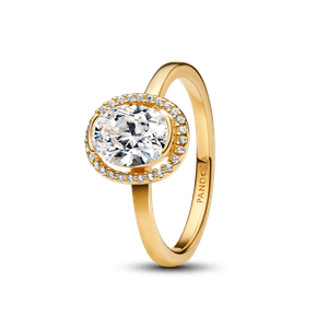 Anillo Halo Ovalado Brillante Dorado