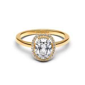 Anillo Halo Ovalado Brillante Dorado