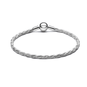 Brazalete Cadena de Serpiente Trenzada con Cierre de Bola de Pandora