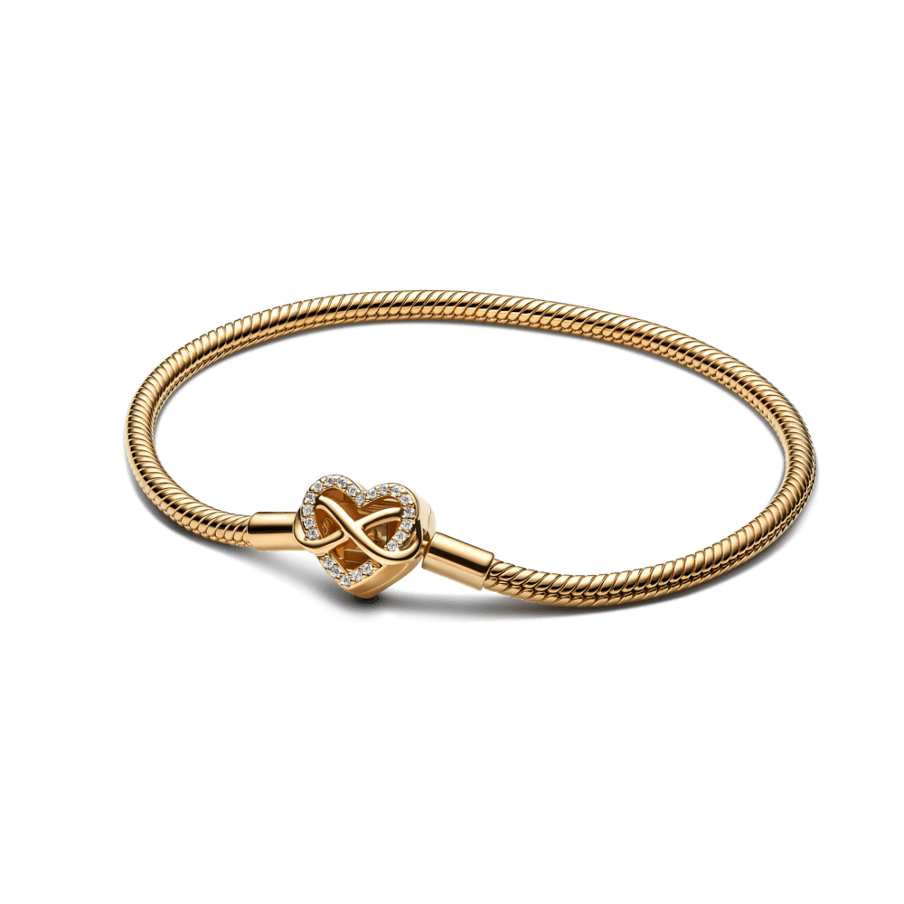 Brazalete de Cadena de Serpiente con Cierre de Corazón Infinito Brillante