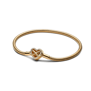 Brazalete de Cadena de Serpiente con Cierre de Corazón Infinito Brillante