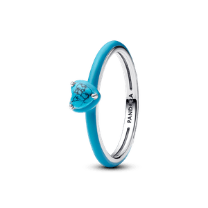 Anillo Gema Corazón Color Turquesa