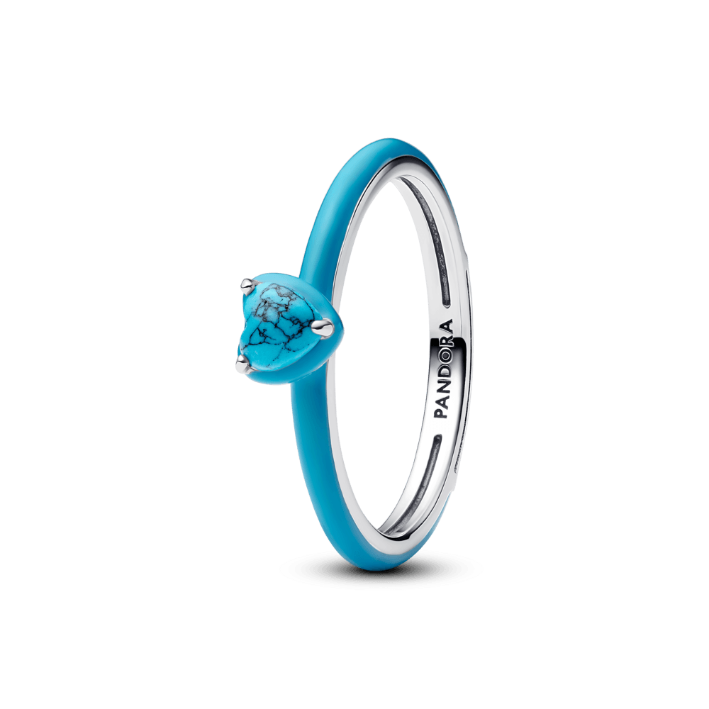 Anillo Gema Corazón Color Turquesa