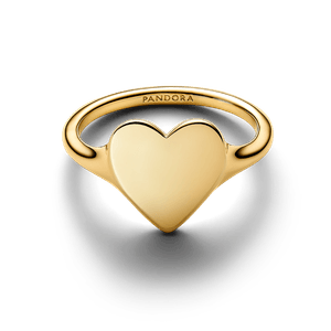 Anillo Corazón Grabable Dorado