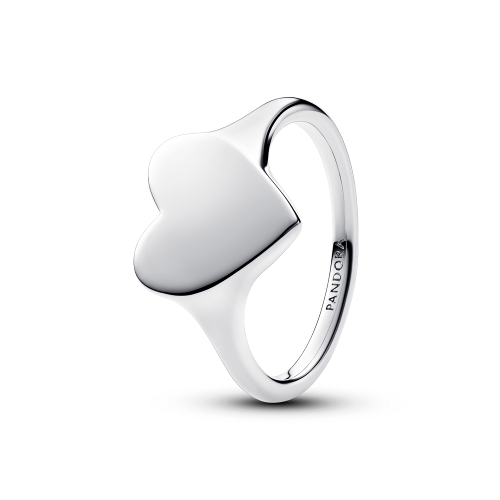 Anillo Corazón Grabable Plateado