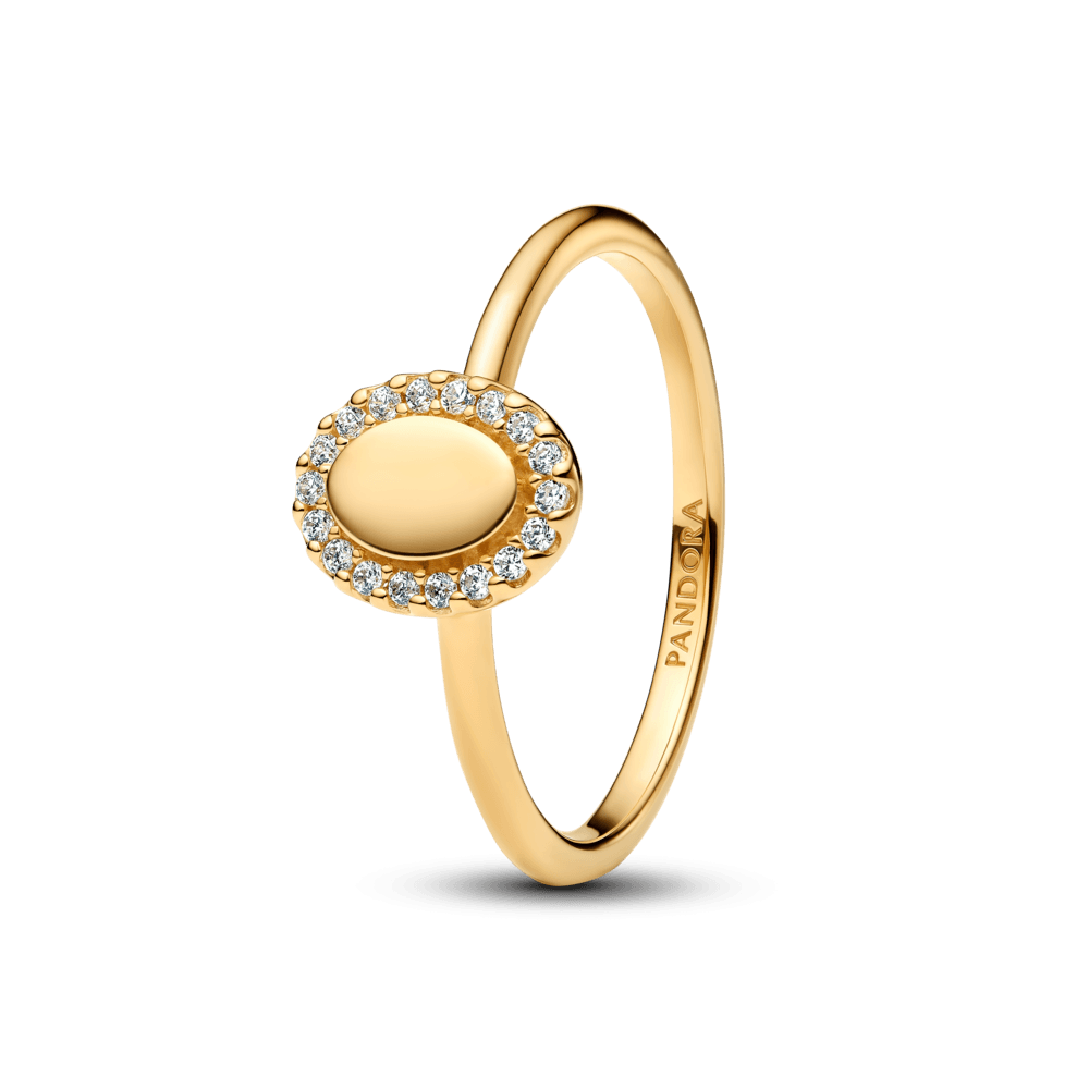 Anillo Halo Ovalado Grabable