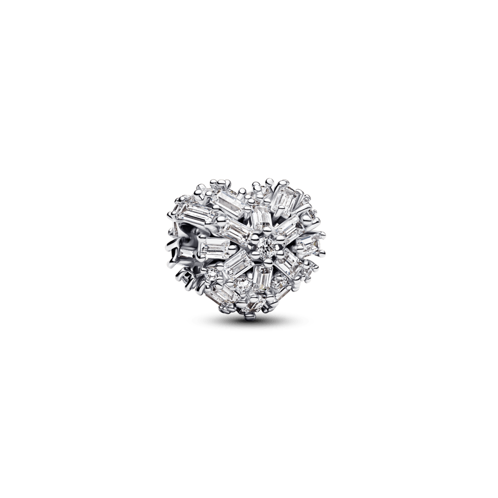 Charm Corazón Centelleante Plateado