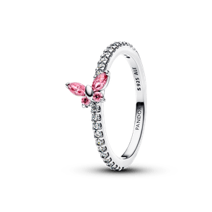 Anillo Mariposa Resplandeciente Rosado
