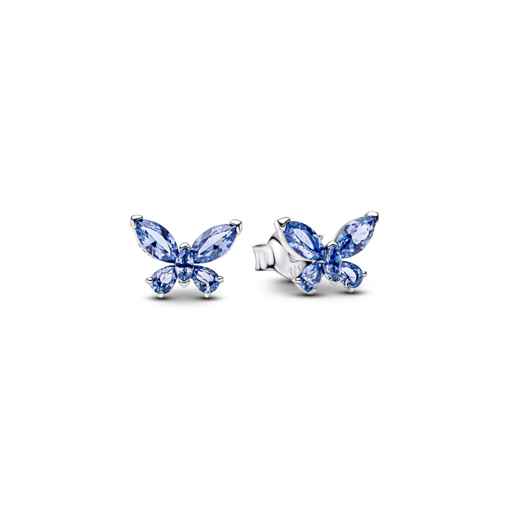 Aretes de botón Mariposa Azules