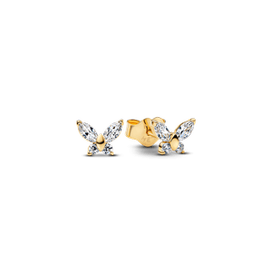 Aretes de botón Mariposa Dorados