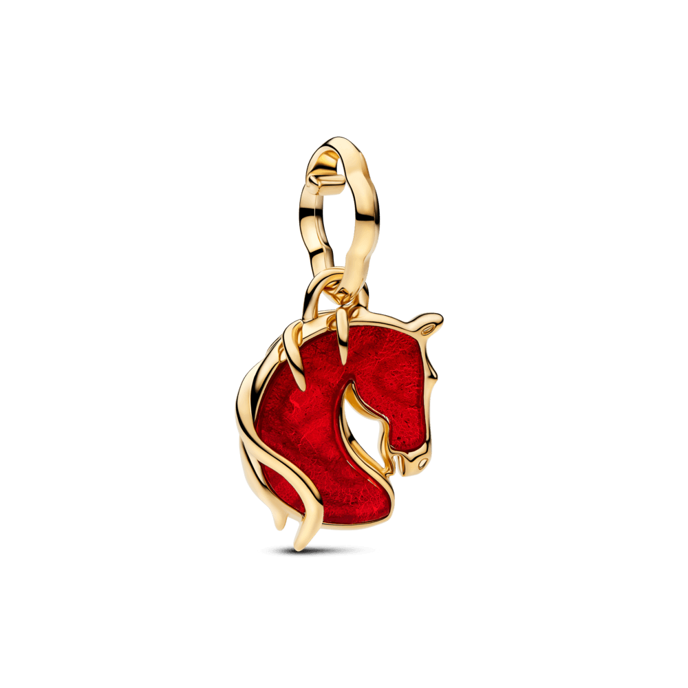 Charm Colgante Caballo Rojo Fuego en Cristal Murano