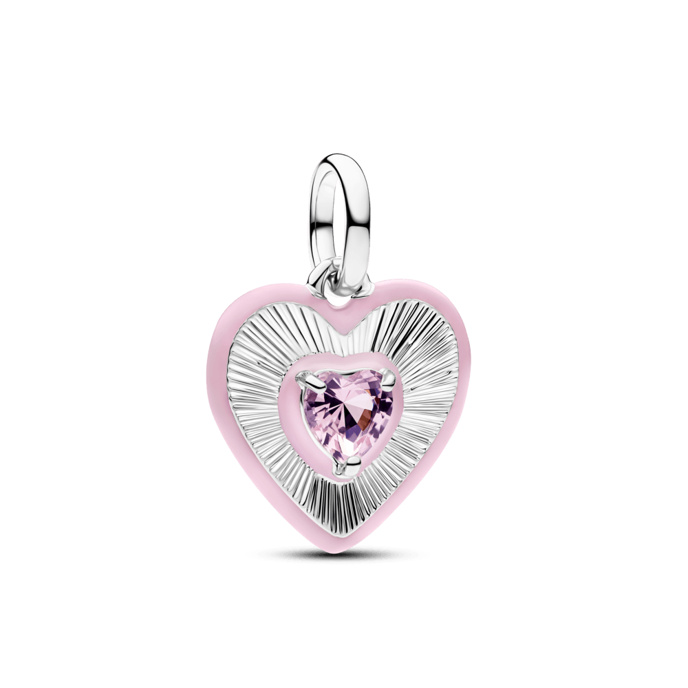 Charm Medallón Corazón Rosa Radiante