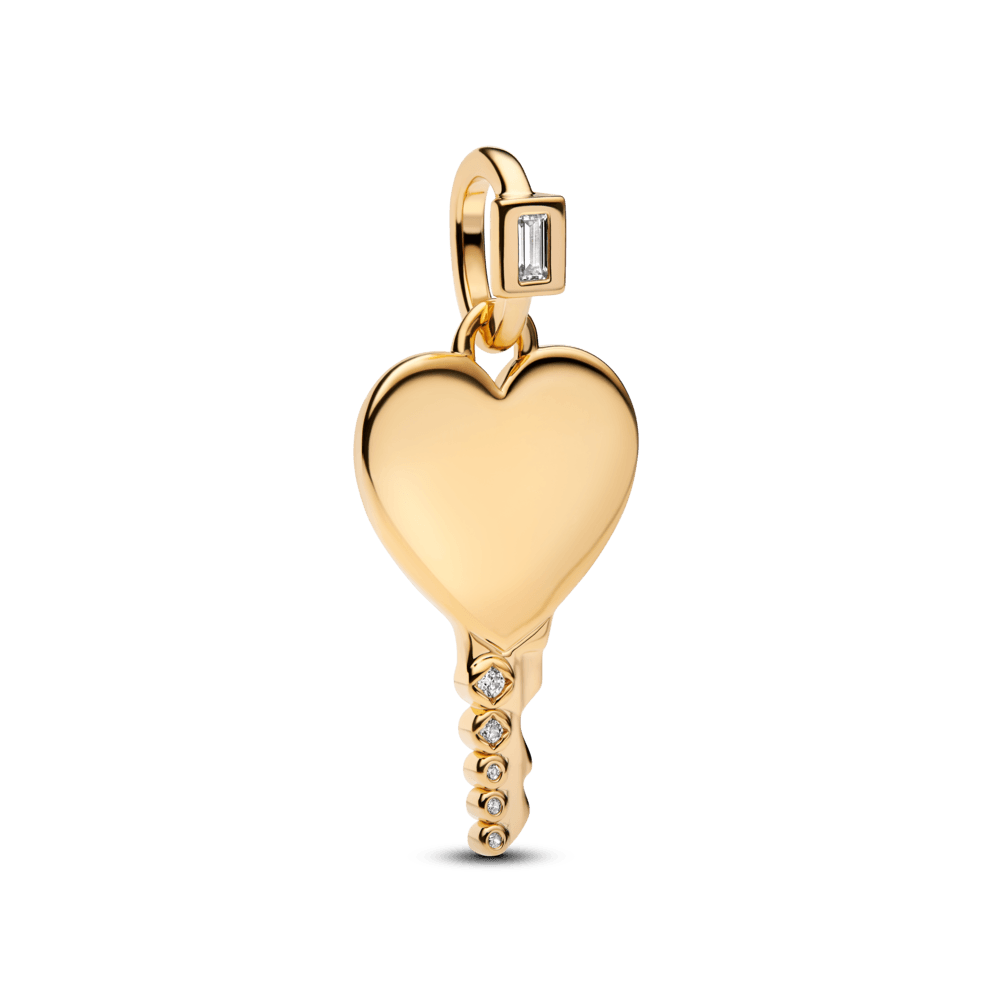 Pendiente Llave Grabable en Forma de Corazón Dorado