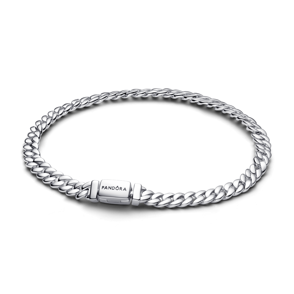 Brazalete de Cadena Cubana Plateado