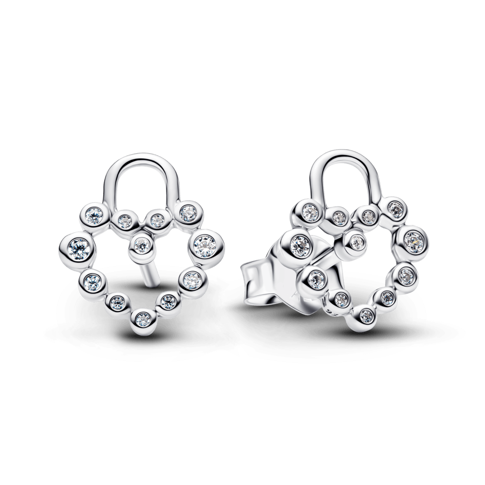 Aretes de Botón Ccandado en Form a de Corazon Reluciente