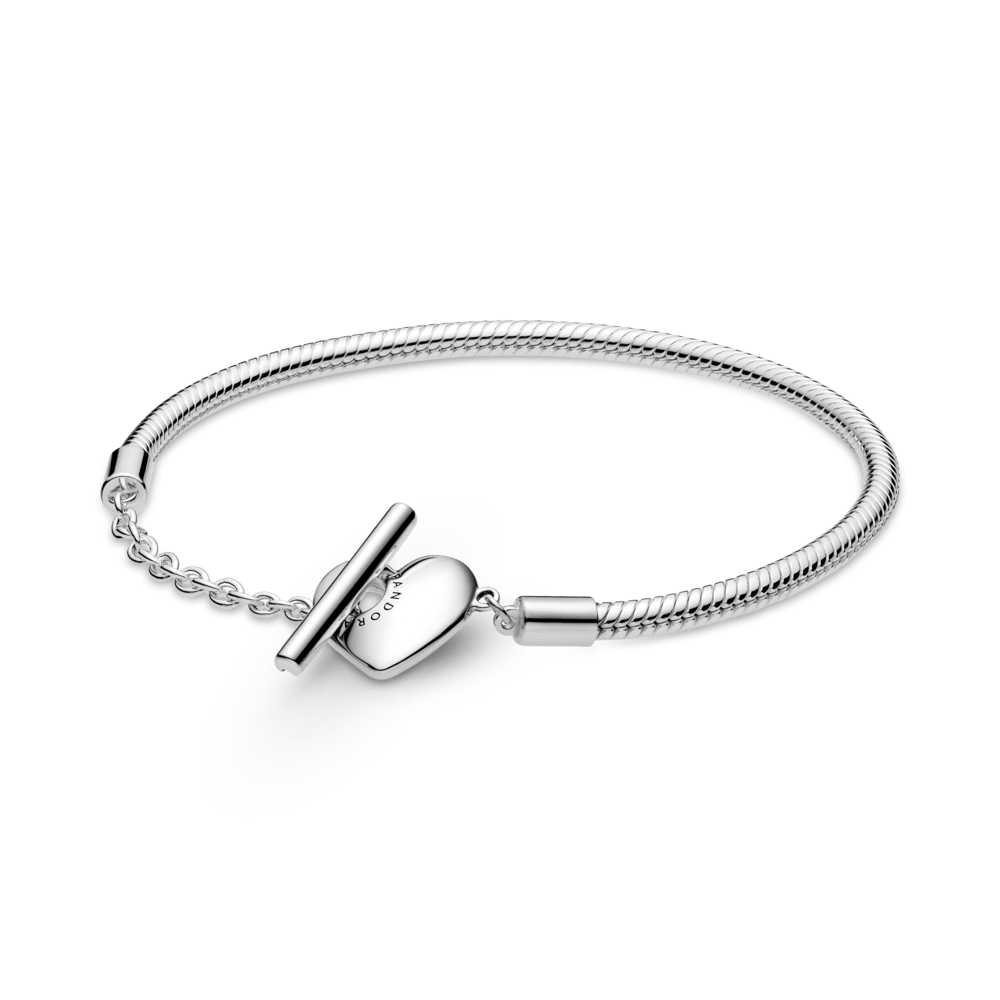 Brazalete Moments Cadena De Serpiente Con Cierre En T Y Corazón Grabable