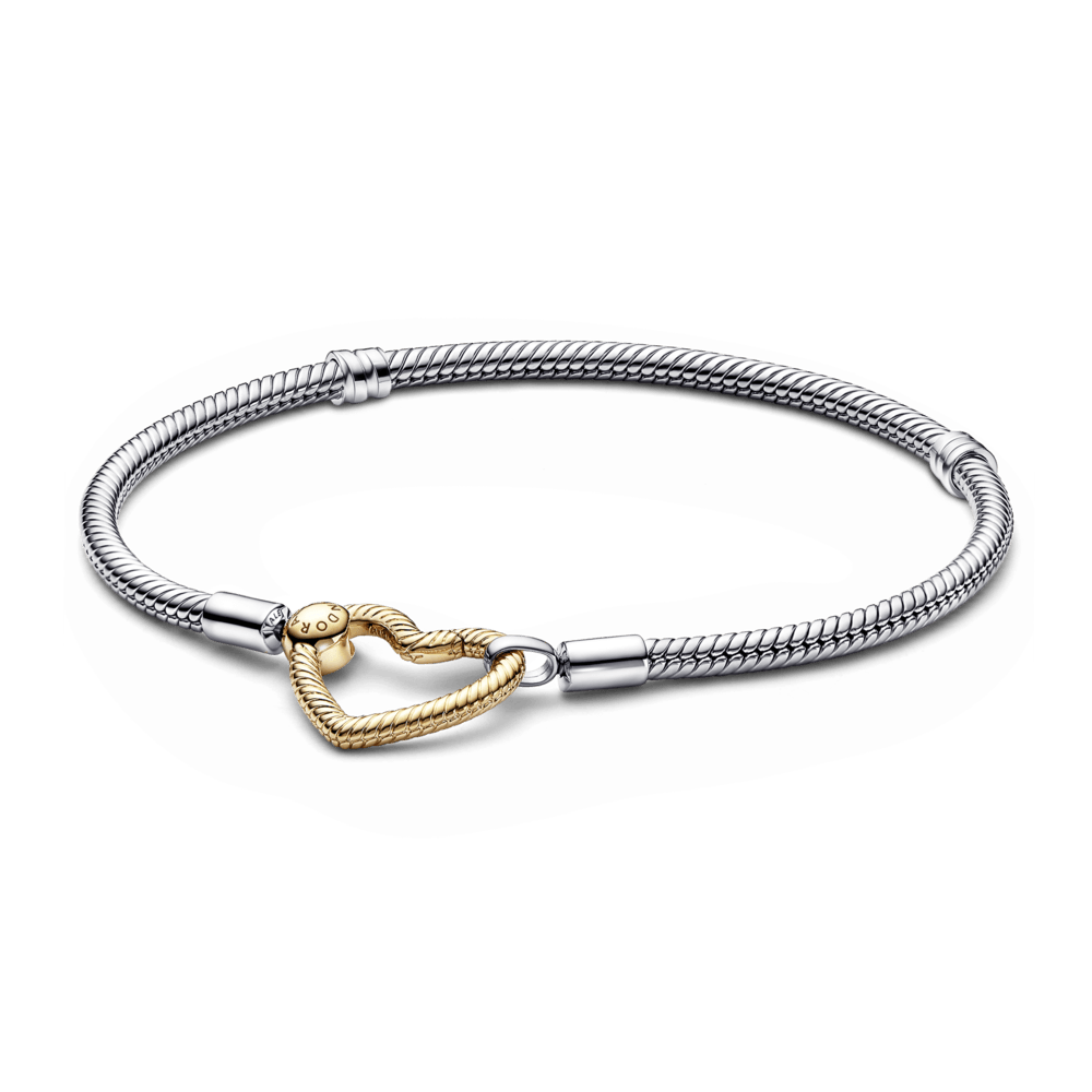 Brazalete cadena de serpiente con broche de corazón Pandora Moments Recubrimiento en Oro de 14k | Pandora Plata Esterlina