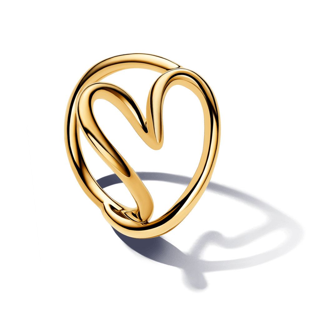Anillo Corazón Forma Orgánica Dorado
