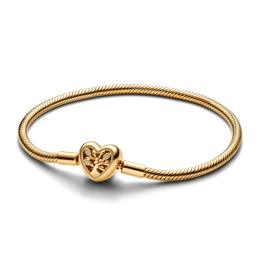 Brazalete Pandora Moments Cadena de Serpiente con Cierre de Corazón Familiar