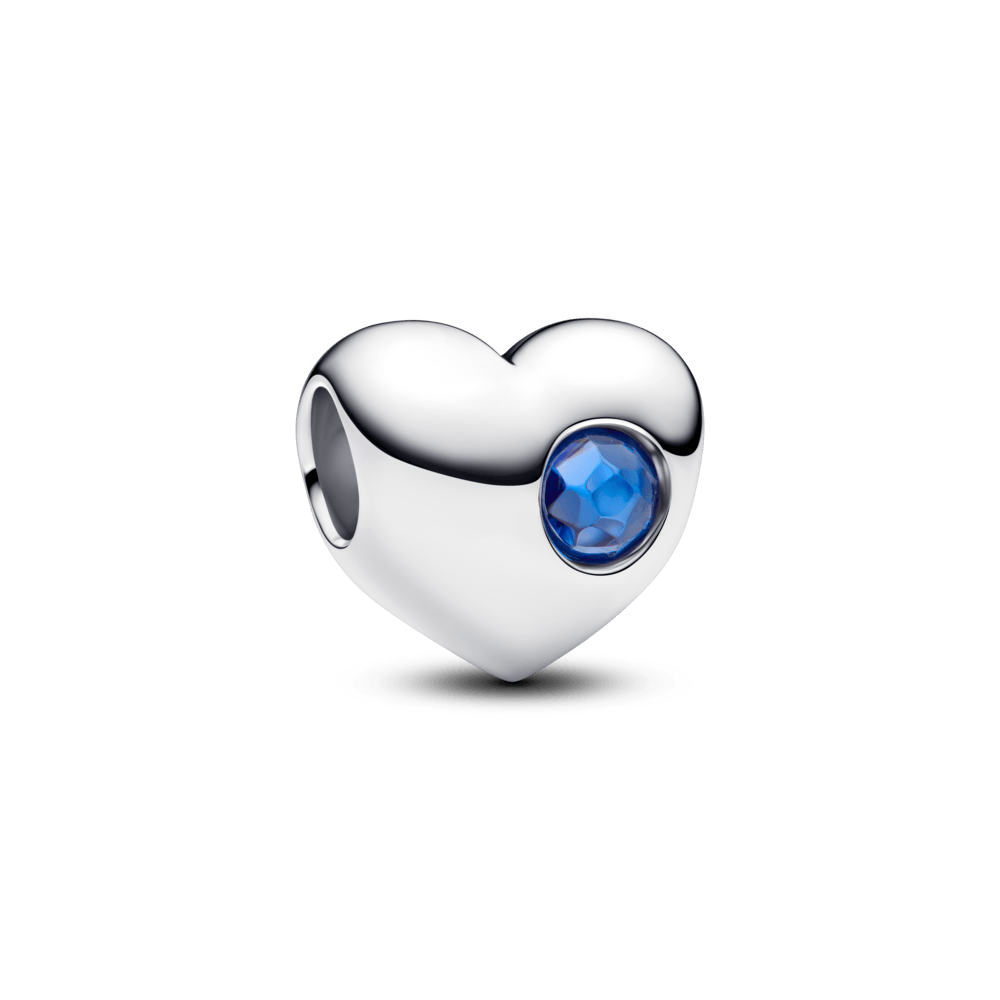 Charm Corazón con Piedra Azul Grabable