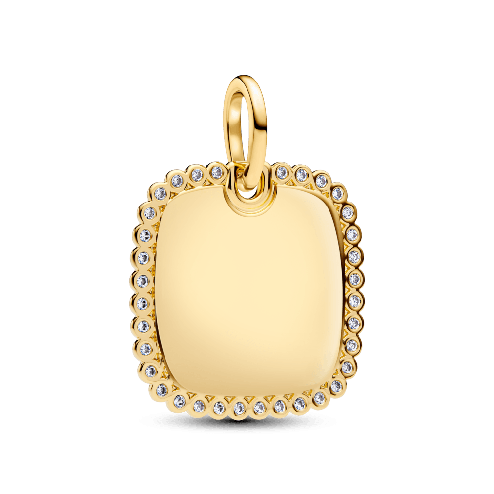 Colgante Placa Grabable Cuadrada Dorado