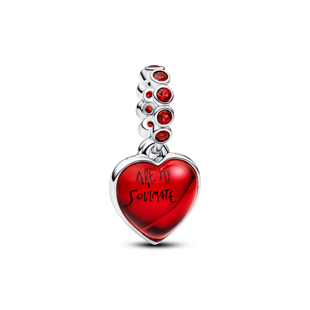Charm Colgante Doble Corazón Rojo de Cristal Murano